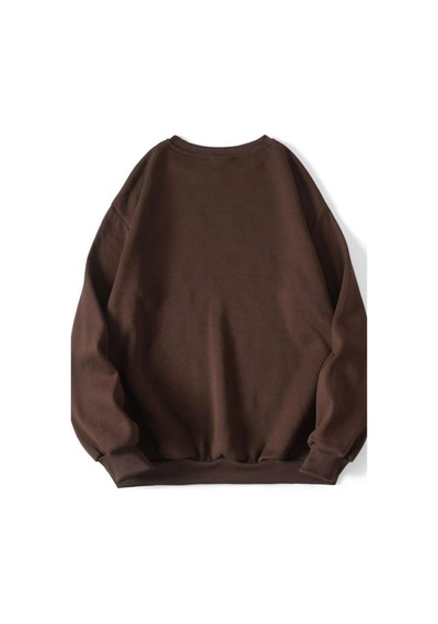 Los Angeles California Sweatshirt - Kahverengi Baskılı Oversize Kışlık Kalın Bisiklet Yala Kahverengi