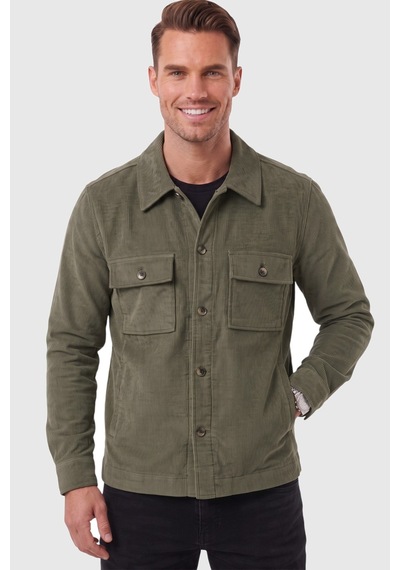 Deepsea Erkek Slim Fit Fitilli Kadife Haki Ceket %100 Pamuk Düğmeli Cepli Astarsız 2701104