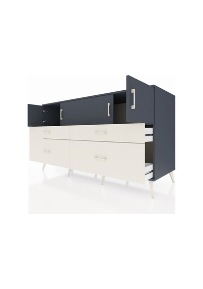 Kronos Konsol 2 Raflı 4 Çekmeceli 4 Kapaklı 176x59x99 Antrasit-an Antrasit-antrasit/aytaşı
