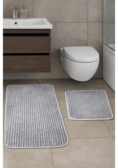 Kaymaz Tabanlı 2 Li Banyo Paspas Seti Yıkanabilir, Su Emici, Toz & Leke Tutmaz Oval Klozet Takımı Kahverengi Noel Ağacı