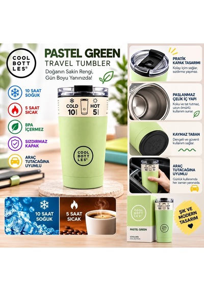 Cool Bottles Pastel Yeşil Bardak Çelik Termos 330 Ml Pastel Green - Cbt33pag