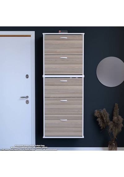 Modilayn Varbi Umay' 2 Li Asma Antre 72x181x25, 5 Cm Lik 5 Düşer Kapak 10 Göz Bölme Raf Ayakkabılık Açık Gri Modilayn Varbi Umay' 2 Li Asma Antre 72x181x25, 5 Cm Lik 5 Düşer Kapak 10 Göz Bölme Raf Ayakkabılık Açık Gri