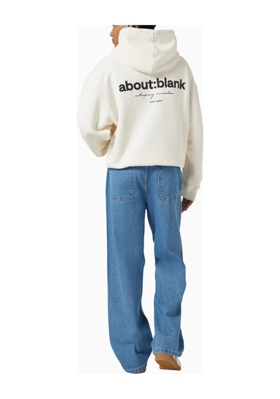 About Blank Off White Heavyweight Cotton Box Hoodie Erkek Sweatshirt Kırık Beyaz