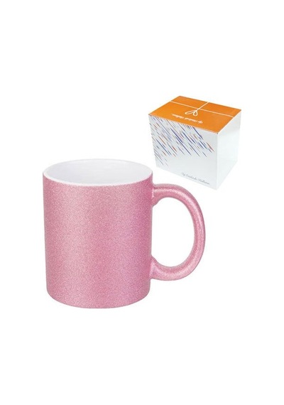 Sublimasyon Porselen Glitter Simli Pembe Kupa - Kutulu