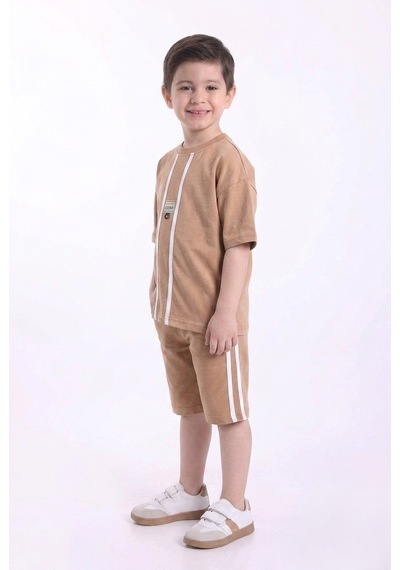 Mnk Baby & Kids Erkek Çocuk Baskılı Oversize Kısa Kollu Şortlu 2li Takım M00843 Kahverengi Mnk Baby & Kids Erkek Çocuk Baskılı Oversize Kısa Kollu Şortlu 2li Takım M00843 Kahverengi