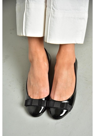 Fox Shoes S726019508 Siyah Rugan Kadın Babet Siyah-rugan Siyah