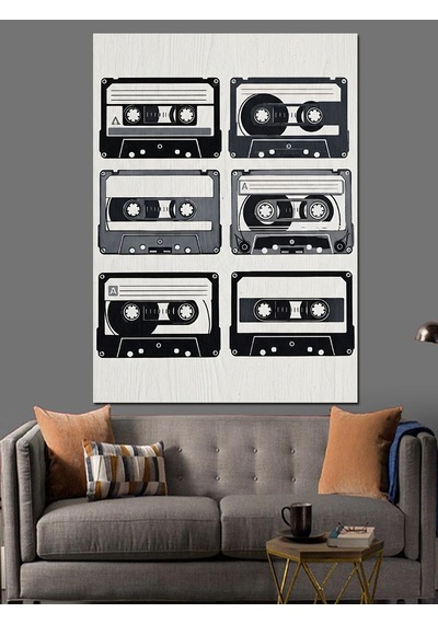 Kaset Çalar Retro Bantlar Dekoratif Kanvas - Mdf Ahşap Tablo