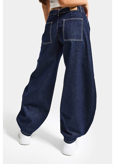 Itsbasic Kadın İndigo Selvedge 7s6-50 Mega Balon Fit %100 Koton Denim Jean