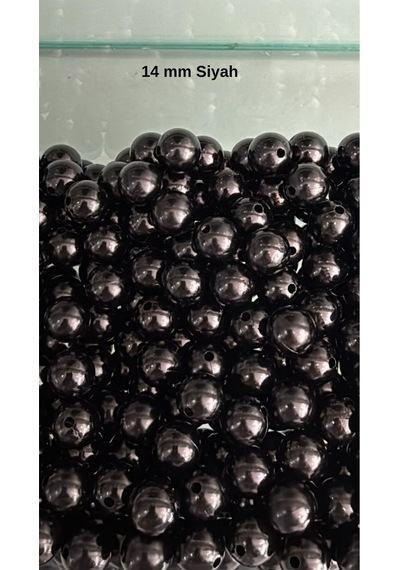100 Gram - İnci Boncuk - 14 Mm Renk : Siyah