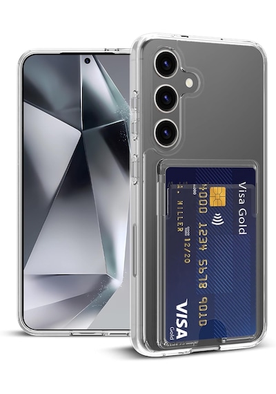 Samsung Uyumlu Galaxy A16 Kılıf Şeffaf Kartlık Bölmeli Şeffaf Silikon