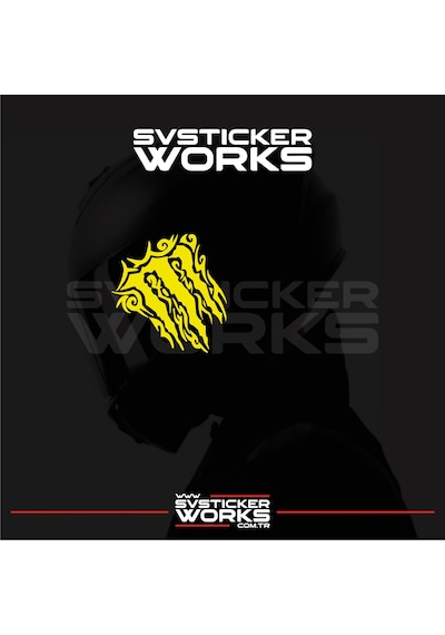 Monster Kask Sticker Tüm Kasklar Uyumlu Tek Yön 1 Adet Sarı