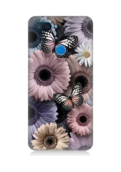 Xiaomi Mi 8 Lite Uyumlu Pastel Renkli Çiçekler Ve Kelebekler Desenli Silikon Kılıf