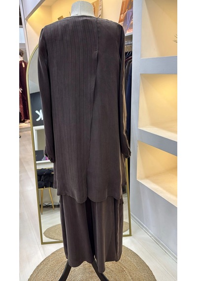 Misswhence Ceket Pantolon Üçlu Takım 39208 Kahve Kahverengi