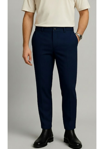 Bürke Erkek Lacivert Renk Slim Fit Kaliteli Kumaş Pantolon
