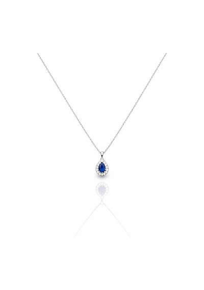 Çekirdekjewelry 925 Ayar Gümüş Safir Damla Taşlı Minik Kolye Gri