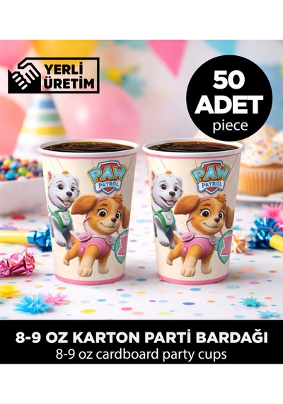 Paw Patrol Skye Ve Everest Temalı 8-9 Oz Karton Parti Bardağı - Doğum Günü Malzemeleri 50 Adet Diğer