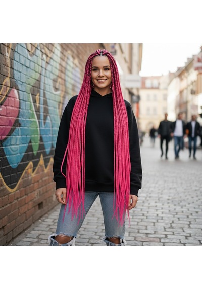 Afrika Örgüsü Ve Rasta İçin Sentetik Saç - Koyu Pembe