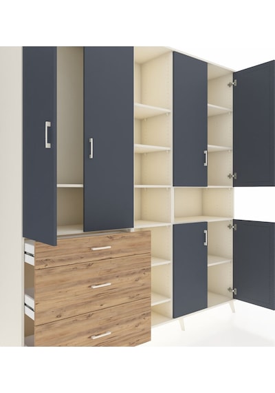 Hyperion Dolap 13 Raflı 3 Çekmeceli 6 Kapaklı 220x44x243 Aytaşı-antrasit/çam Antrasıt/atlas Çam