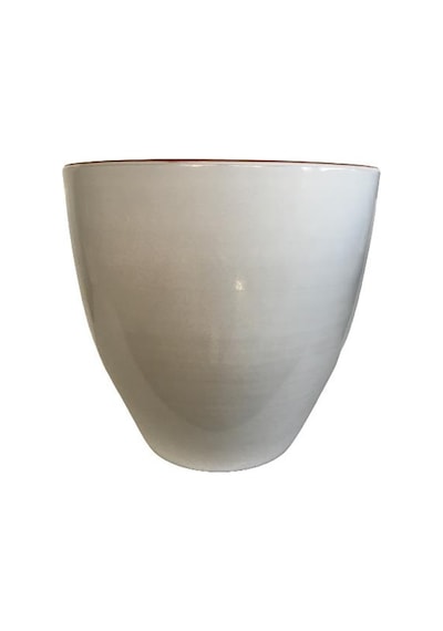 Beyaz Renk Sırlı , El Yapımı Toprak Saksı 29 29 Cm