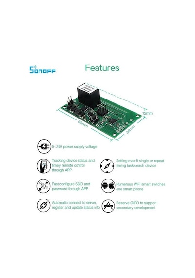 Sonoff Sv 5V-24V Güvenli Gerilim Wifi Kablosuz Anahtarı Akıllı Ev