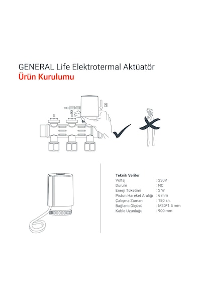 General Life Mitra Ta230 Elektrotermal Aktüatör Vana Motoru 230v
