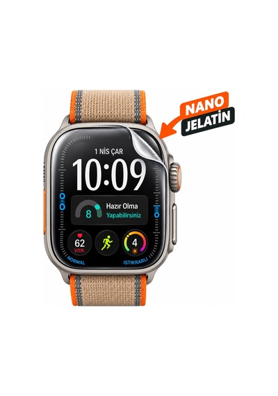 Apple Watch Ultra 4 Uyumlu 3 Adet Şeffaf Ultra Koruyucu Nano Jelatin