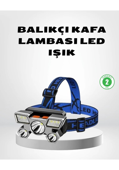 Şarj Edilebilir Led Kafa Feneri 4 Işık Modu, Ipx5 Su Geçirmez, Hareket Sensörlü Mavi