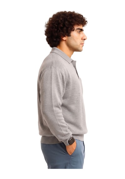 Erkek Büyük Beden 122 Kilo - 158 Kilo Arası İçin Uygun Geniş Kalıp Polo Yaka Selanik Sweat Gri Erkek Büyük Beden 122 Kilo - 158 Kilo Arası İçin Uygun Geniş Kalıp Polo Yaka Selanik Sweat Gri