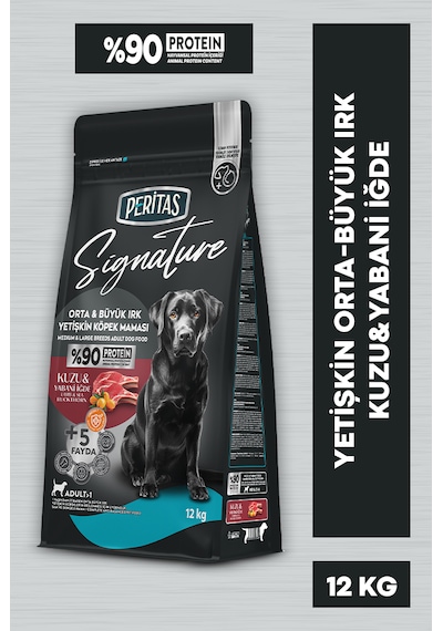 Peritas Signature Kuzulu Orta ve Büyük Irk Yetişkin Köpek Maması 12 KG