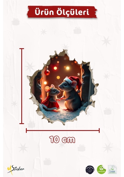 Yeni Yıl Temalı Mini Sticker Priz Sticker Yılbaşı Yeni Yıl Mini Boy Sticker Dijital Baskı