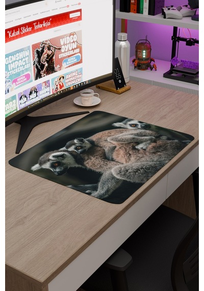 Lemur Kaymaz Dikişli Kauçuk Oyuncu Mousepad V4 - 48x40 Xl Gaming Mouse Pad Fare Altlığı