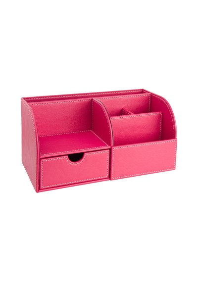 Masaüstü Düzenleyici,kalemlik,kumandalık,küpbloknotluk,tabletlik,kitaplık,6 Gözlü,çekmeceli,desktop Organizer,vegan,24,5 13 12 Fuşya