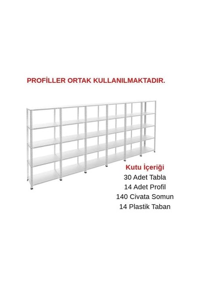 5 Katlı 6'li Galvaniz Çelik Raf - Depo, Arşiv, Kiler, Dosya, Market Rafı 43x75 Cm 200 Cm 0.70 Mm Genel 5 Katlı 6'li Galvaniz Çelik Raf - Depo, Arşiv, Kiler, Dosya, Market Rafı 43x75 Cm 200 Cm 0.70 Mm Genel
