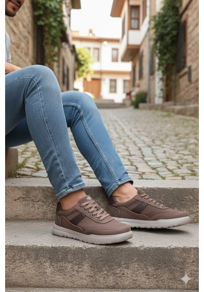 Fort 0226 Dks Keten Rahat Hafif Sneaker Erkek Ayakkabı Vizon