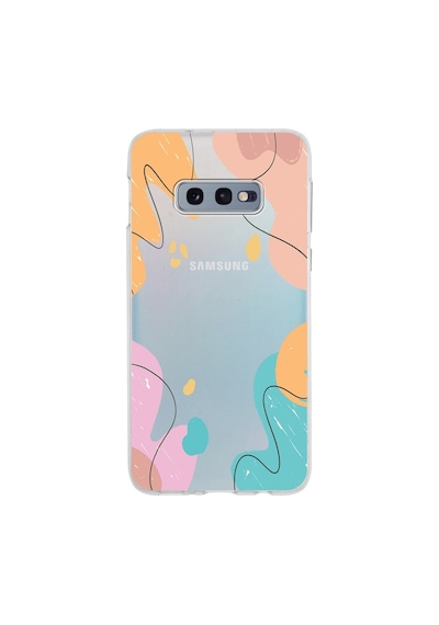 Samsung Galaxy Uyumlu S10e Kapak Karışık Renkler Tasarımlı Şeffaf Silikon Kılıf Şeffaf
