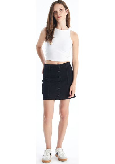 Lcw Jeans Siyah Standart Fit Kadın Jean Etek