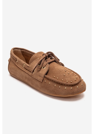 Luvishoes Cuesta Toprak Süet Hakiki Deri Troklu Bağcıklı Kadın Loafer Ayakkabı