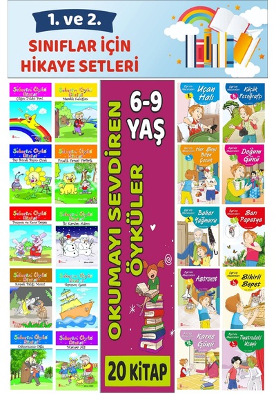 1.ve 2.sınıflar İçin Okuma Alışkanlığı Kazandıran Mükemmel 20 Li Büyük Boy Hikaye Seti 5
