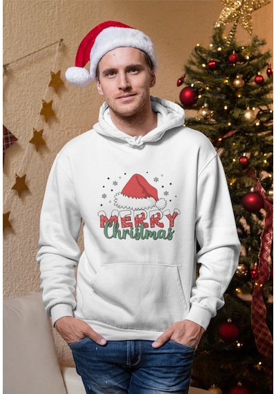 Stil X Yeni Yıl Baskılı Erkek Sweatshırt, Chrıstmas Temalı Beyaz-3