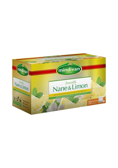 Mindivan Zencefilli Nane & Limon Aromalı Karışık Bitki Süzen Poşet Çay 20'li