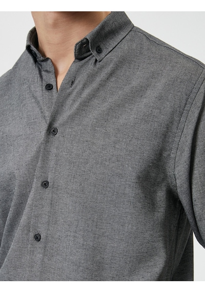 Koton Slim Fit Gömlek Klasik Yaka Uzun Kollu Düğmeli Antrasit 4sam60023hw Antrasit