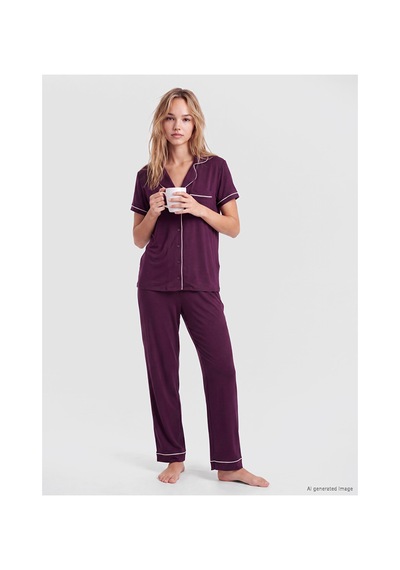 Lcw Dream Mor Gömlek Yaka Kadın Pijama Takımı