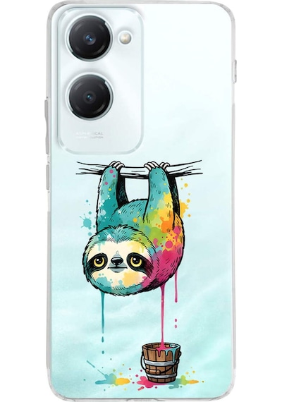Vivo Y18 İle Uyumlu Splash Tembel Hayvan Tasarımlı Şeffaf Silikon Kılıf Şeffaf