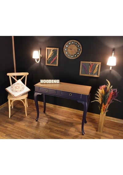 Wooding 100 Cm Çekmeceli Masif Lacivert Naturel Dresuar (548588024) Lacivert