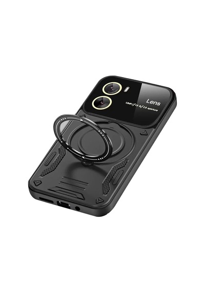 Newface Vivo Y16 Kılıf Joy Lens Standlı Kapak - Siyah