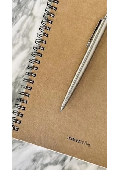 Kraft Kapaklı Spiralli Notebook - A5 Boyut 15x21 Cm , 100 Yaprak Noktalı Açık Gri