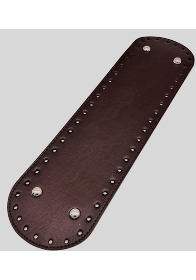 Angel Çanta Aksesuar Suni Deri 37x10 Cm Oval Çanta Tabanı Koyu Kahve Renk Gümüş Aparatlı
