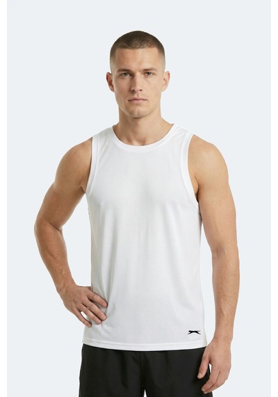 Slazenger Korba Erkek Kolsuz Beyaz Tişört Beyaz