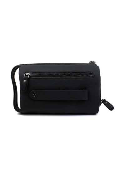 Alphaclub Bag Erkek Hakiki Deri Siyah El Çantası Clutch Portföy Çanta