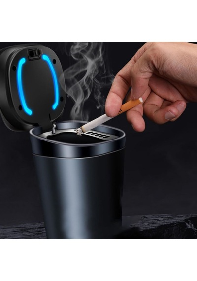 Araç İçi Küllük Işıklı Kapaklı Yanmaz Koku Geçirmez Multi Fonksiyon Üniversal Siyah Glz03504051